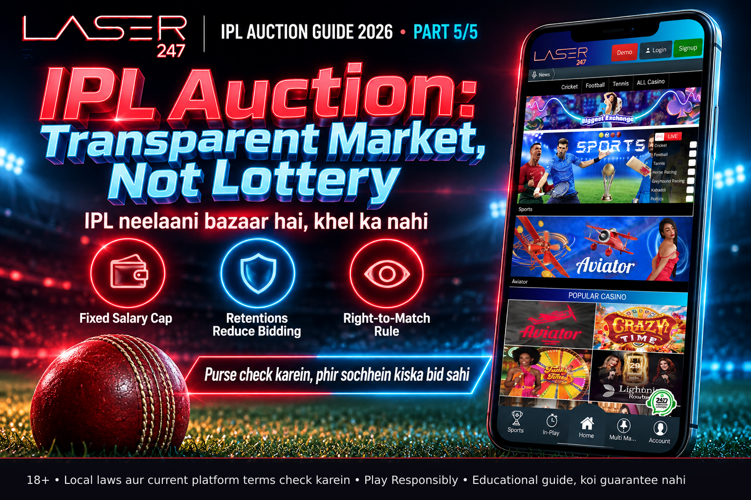 Cricket ball on grass representing the neutral starting point of the auction process
