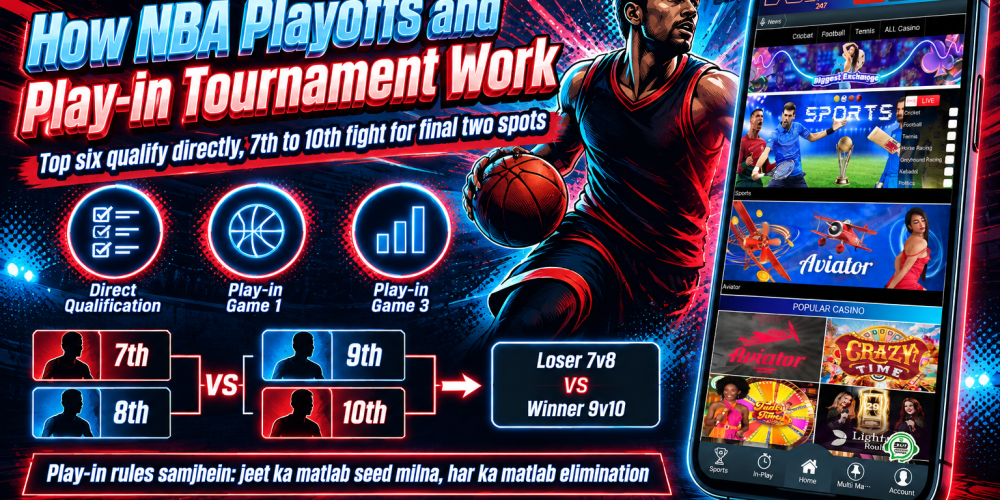 Visual of play-in tournament flow: Game 1 between 7th and 8th, Game 2 between 9th and 10th, Game 3 between loser of Game 1 and winner of Game 2, no text or logos